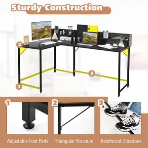 Costway L-shaped Computer Desk Corner Gaming Table Workstation for Home Office