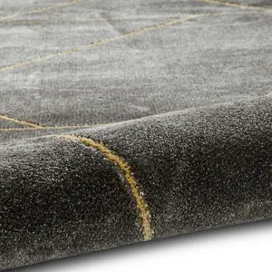 Dark Grey Gold Abstract Modern Easy To Clean Rug For Living Room Bedroom & Dining Room-120cm X 170cm