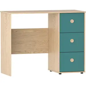 Junior Vida Neptune Blue & Oak 3 Drawer Desk Children Kids Furniture