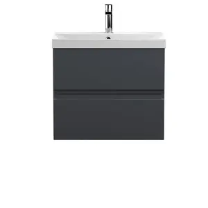 Urban 610mm Wall Hung Single Vanity Unit Satin Anthracite