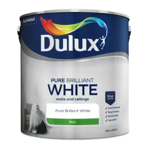 Dulux Pure brilliant white Silk Emulsion paint, 2.5L