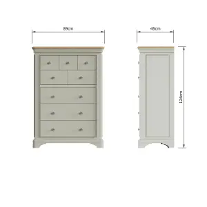 8 Drawer Chest Of Drawers Solid Painted Oak Sage Green Ready Assembled