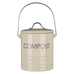 Interiors By Premier Lightweight Design Cream Composite Bin With Handle, Durable Bin With Handle, Odour Control Storage Bin