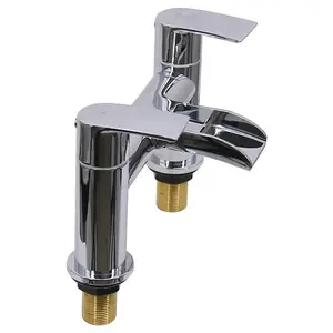 Rinse Bathrooms Modern Bathroom Waterfall Monobloc Bath Filler Mixer Tap Chrome Brass Double Lever Tub Tap