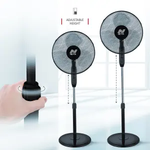 16 Inch Pedestal Fan With Remote Control Timer - Black