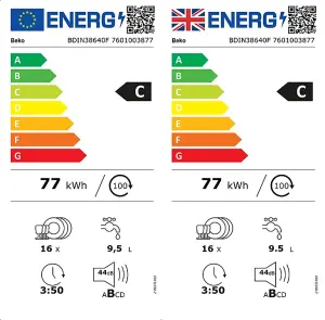 Beko BDIN38640F Integrated Full size Dishwasher