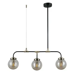 Luminosa Valpena Industrial, Retro 3 Light Bar Pendant Ceiling Light, E14