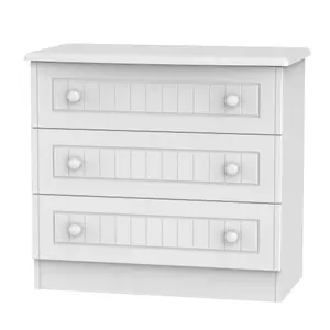 Ready assembled Matt white 3 Drawer Chest of drawers (H)695mm (W)765mm (D)415mm