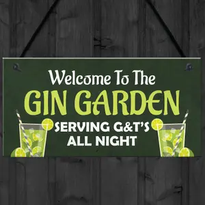 Funny GIN GARDEN Sign Home Gift Garden Sign Man Cave Plaque G and T Sign