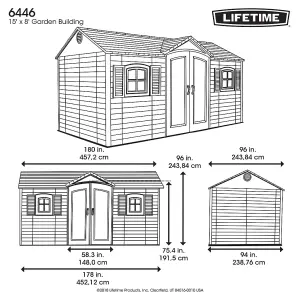 15 x 8 Life Plus Single Entrance Plastic Apex Shed With Plastic Floor + 2 Windows (15ft x 8ft / 15' x 8' / 4.57m X 2.43m)