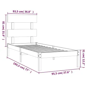 Berkfield Bed Frame Solid Wood 90x190 cm 3FT6 Single