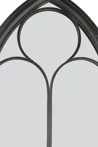 MirrorOutlet The Somerley Black Metal Chapel Arched Decorative Wall or Leaner Mirror 111CM X 61CM