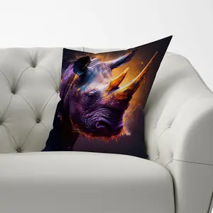 Golden Rhino Face Splashart Cushions 60cm x 60cm