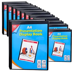 KAV A4 Display Presentation Book - 40 Pockets, 80 Views - Acid Free Copy Safe Durable PP Material Polly Pocket Folder Pack of 12