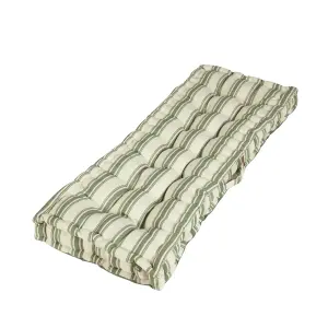 Forest Green Cotton Stripe Indoor Outdoor Garden Chair Sofa Bench Cushion