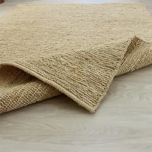 Plain Beige Modern Natural Fibers Handmade Rug For Dining Room Bedroom & Living Room-66 X 200cm (Runner)