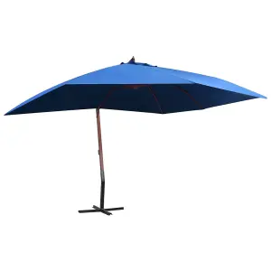 Berkfield Hanging Parasol with Wooden Pole 400x300 cm Blue