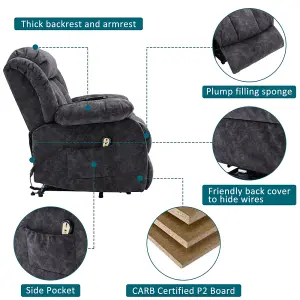 Power Massage Lift Recliner Chair with Heat & Vibration for Elderly, Antiskid Fabric Sofa Contempoary Overstuffed Design