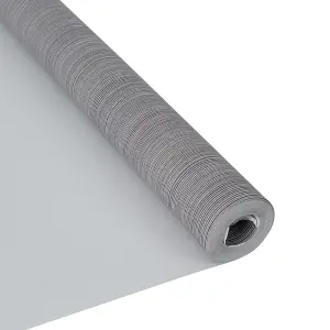 950cm L x 53cm W, Silver Grey 3D Wavy Stripes Flocked Wallpaper Roll, Non Pasted Wall Paper