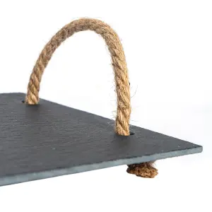 Argon Tableware - Slate Serving Tray with Rope Handles - 40 x 20cm