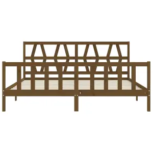 Berkfield Bed Frame with Headboard Honey Brown 200x200 cm Solid Wood