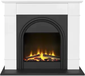 Adam Chesterfield Electric Fireplace Suite in White & Charcoal Grey, 44 Inch