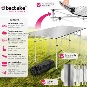 Camping Table - aluminium foldable, with transport bag - grey