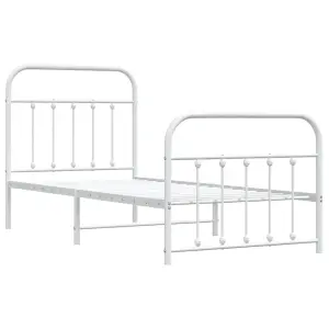 Berkfield Metal Bed Frame with Headboard and Footboard White 90x190 cm