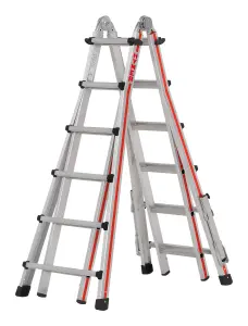 Hymer Red Line Telescopic Combination Ladder with Deployable Stabiliser Legs - 4x6 Rung (6.26m)