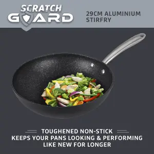 Prestige Scratch Guard Black Round Aluminium Induction Suitable Non-Stick Stir-Fry Pan 29cm