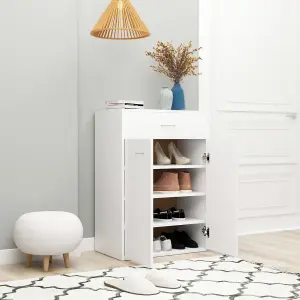 Berkfield Shoe Cabinet White 60x35x84 cm Engineered Wood