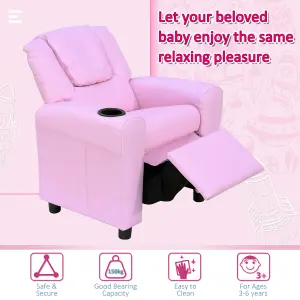 HOMCOM Kids Recliner Chair with Adjustable Backrest and Footrest, Pink