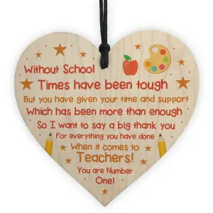 Red Ocean Teacher Thank You Poem Gift Lockdown Quarantine Gift Wood Heart Nursery Pre School Gifts