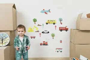 Walplus Wall Stickers Decal Wall Art Happy Cars Diy Nursery Room Kids Room Kids Sticker PVC Multicoloured