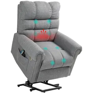 HOMCOM Power Lift Recliner Chair for Elderly with Massage and Heat Grey