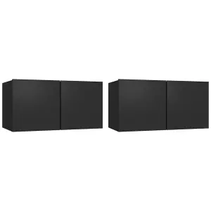 Berkfield 4 Piece TV Cabinet Set Black Engineered Wood