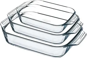 Pyrex 8023510 Set Of 3 Borosilicate Glass Oven Plates – Extreme Resistance – Made In France