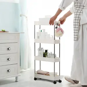 4 Tier Slim Standing Plastic Corner Storage Rack Shelf for Kitchen Bathroom