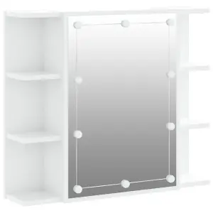 Berkfield Mirror Cabinet with LED High Gloss White 70x16.5x60 cm