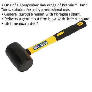 1lb Rubber Mallet with Fibreglass Handle - Ideal DIY Tool for Camping and Home Projects