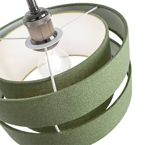 Contemporary Olive Green Linen Fabric Triple Tier Ceiling Pendant Light Shade