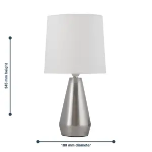 First Choice Lighting Set of 2 Dara Brushed Chrome Ivory Touch Table Lamp With Shades