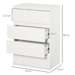 HOMCOM 4 Drawer Cabinet Storage Cupboard Sideboard Organiser Living Room White