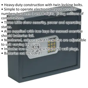 Heavy-Duty Electronic Key Cabinet Safe for 50 Keys - Secure Wall Mount