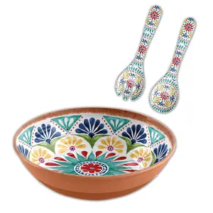 Purely Home Rio Medallion Salad Bowl & Servers Set