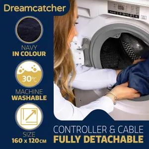 Dreamcatcher Sherpa Fleece Polyester Heated Electric Throw Blanket 160cm x 120cm Navy Blue