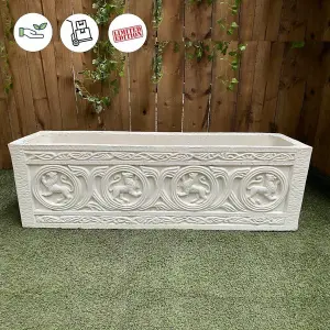 Large Tiger Design White Stone Planter Trough