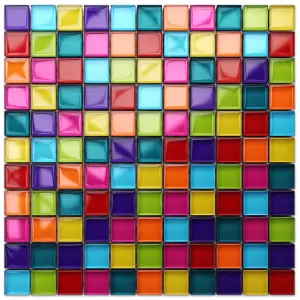 Glass mosaic on mesh for bathroom or kitchen 300mm x 300mm - Rainbow