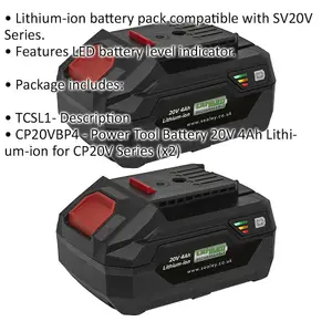 High-Performance 2 PACK Lithium-ion Power Tool Batteries for SV20V Series - 20V 4Ah