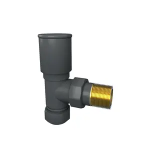 Rinse Bathrooms Thermostatic Radiator Valve 15mm Angled Radiator TRV + Lockshield for Heated Towel Rail Radiator Anthracite